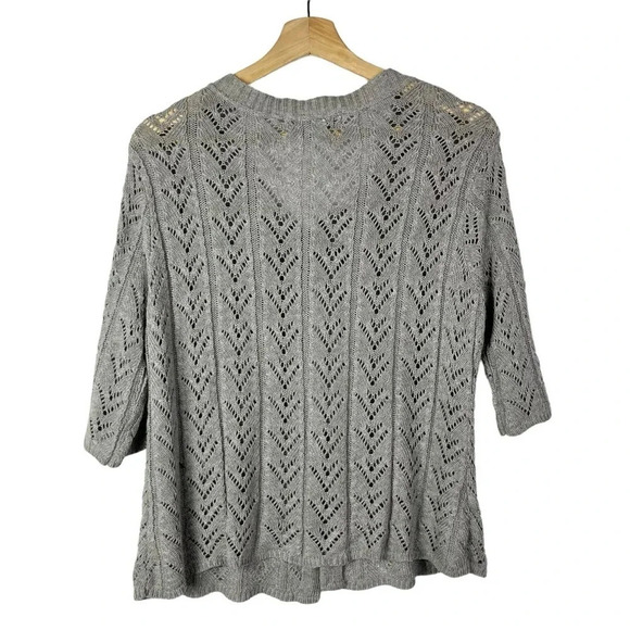 United States Sweaters Light Gray Y2K Single Button Half Sleeve Sweater S - Picture 2 of 5